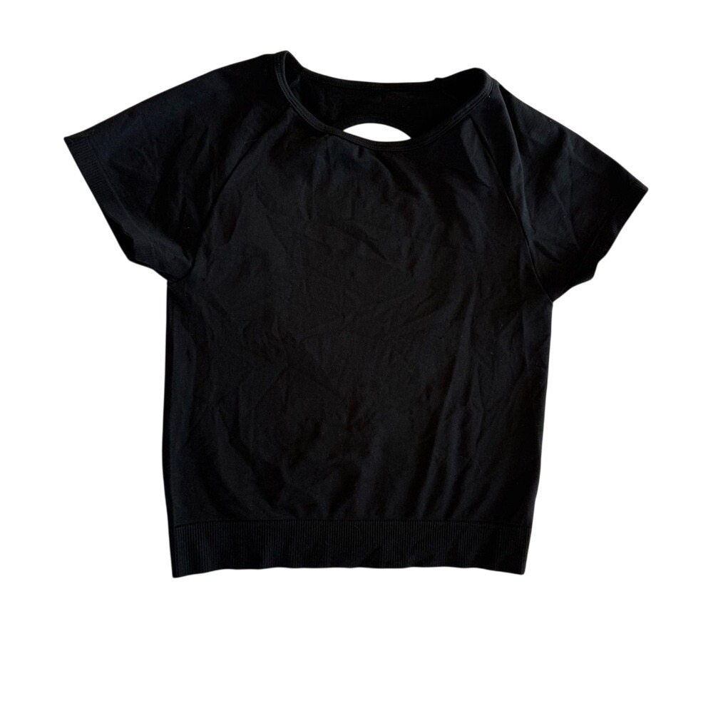 Stretchy Black Women's Top with Keyhole Cut Out | Open Back Top